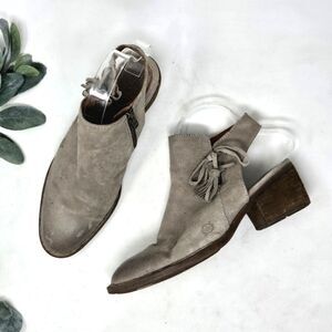 BORN Monikah Tassel Bow Ankle Booties Stone 8M